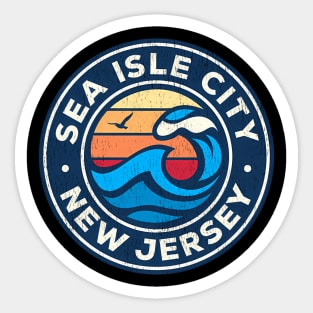 Sea Isle City New Jersey Nj Nautical Waves Sticker